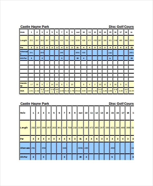 12 Golf Scorecard Templates Pdf Word Excel Free Premium Templates