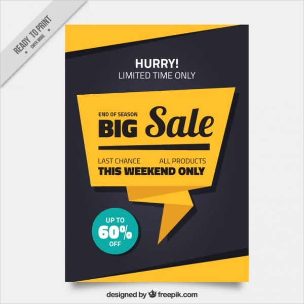 sale brochure with a origami speech bubble
