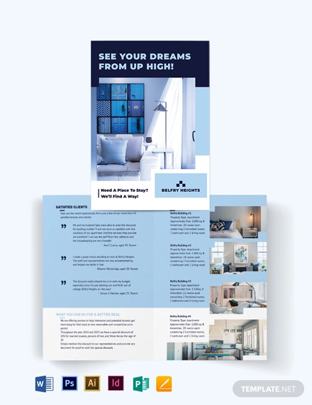 apartment condo agent agency bi fold brochure template