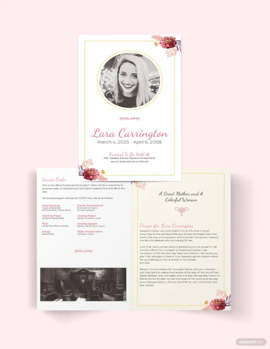 blank loving memory funeral bi fold brochure template