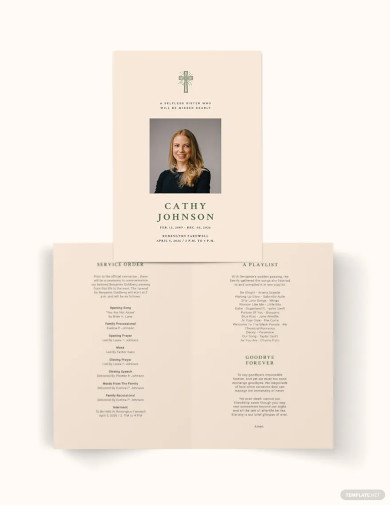 catholic eulogy funeral bi fold brochure template