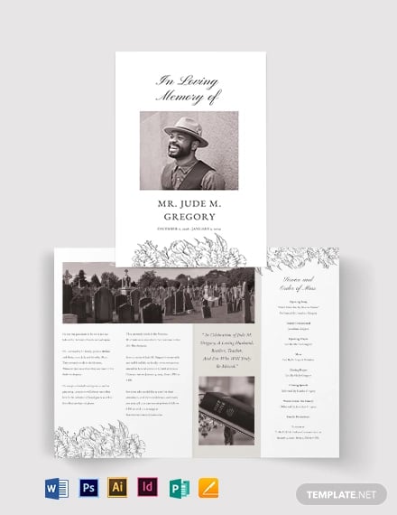 ceremony cremation funeral bi fold brochure template