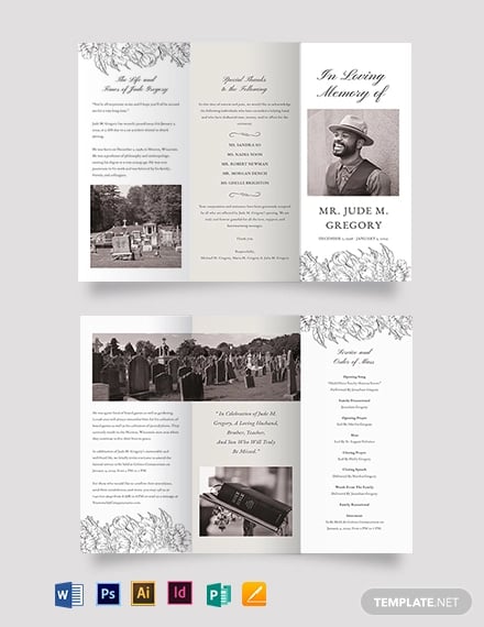 ceremony cremation funeral tri fold brochure template