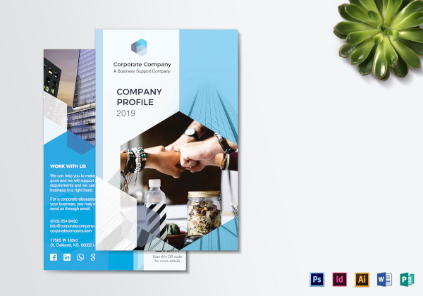 company profile bi fold brochure template