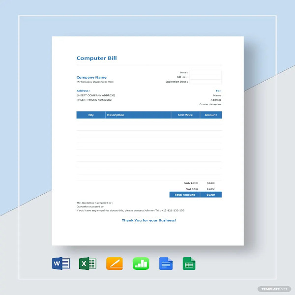 Excel Bill Template - 39+ Free Excel Documents Download | Free ...