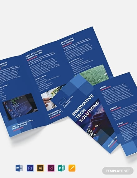 computer service tri fold brochure template