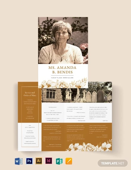 editable cremation funeral bi fold brochure template
