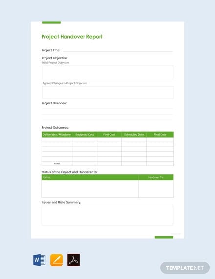free project handover report template