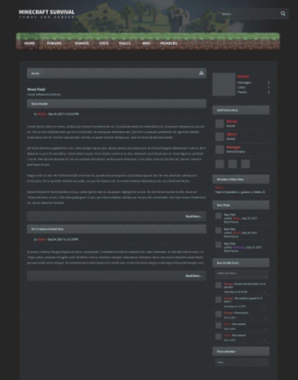 minecraft forum website theme template