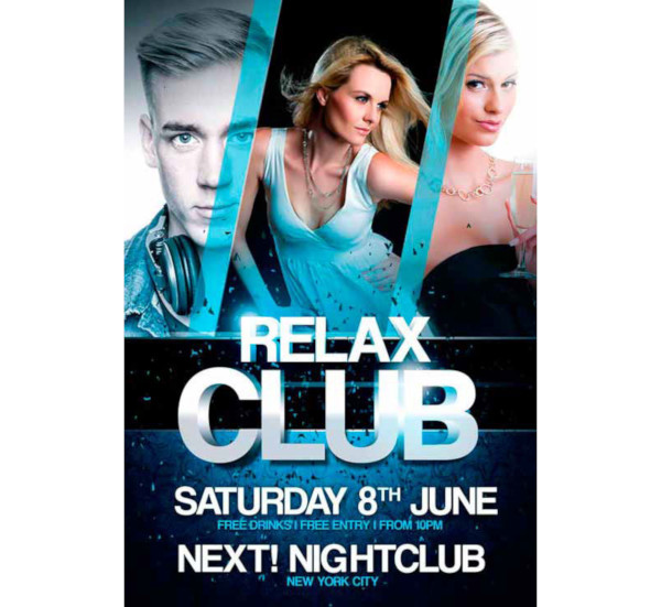 relax club free psd flyer template
