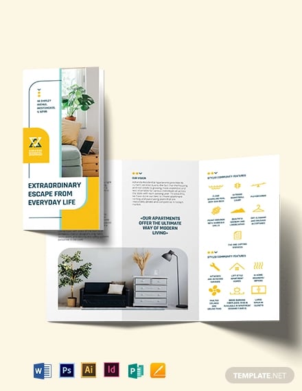 residential apartment tri fold brochure template