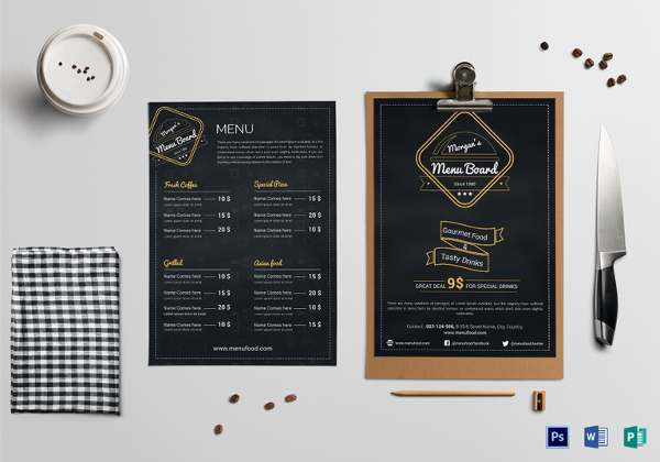 simple restaurant menu board template
