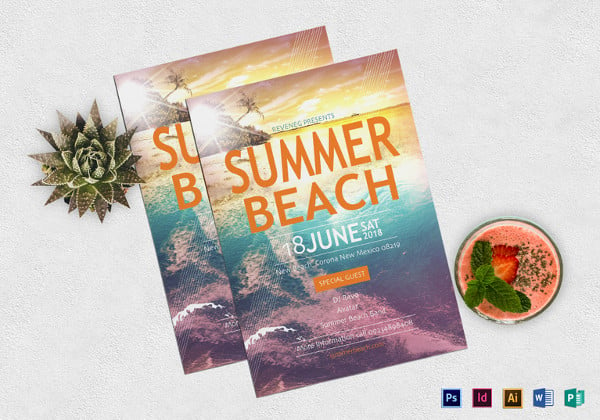 summer beach party flyer template in psd