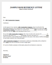 Sample Bank Reference Letter Template