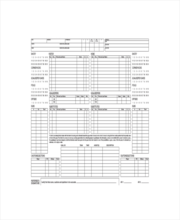 Match Results Sunday Soccer League Template