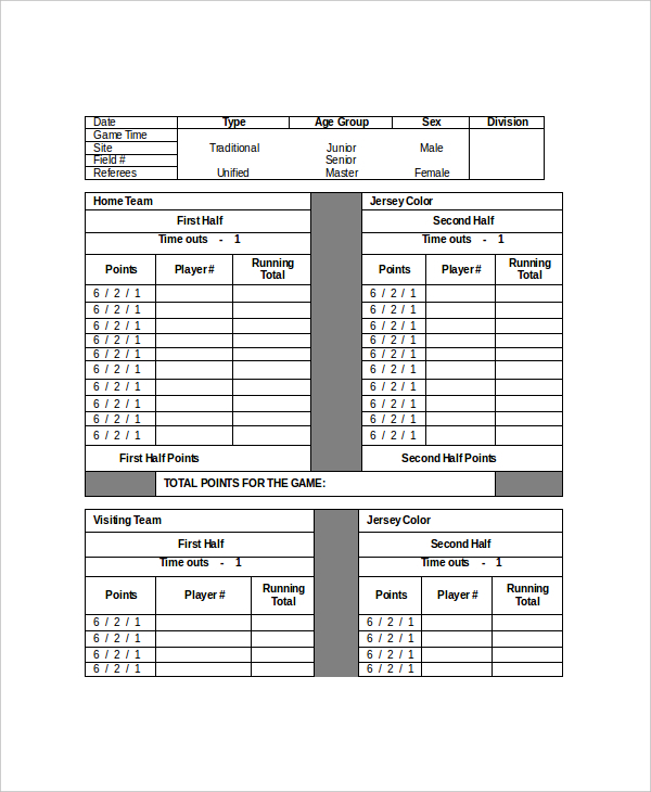 Referee Score Sheet, 57% OFF