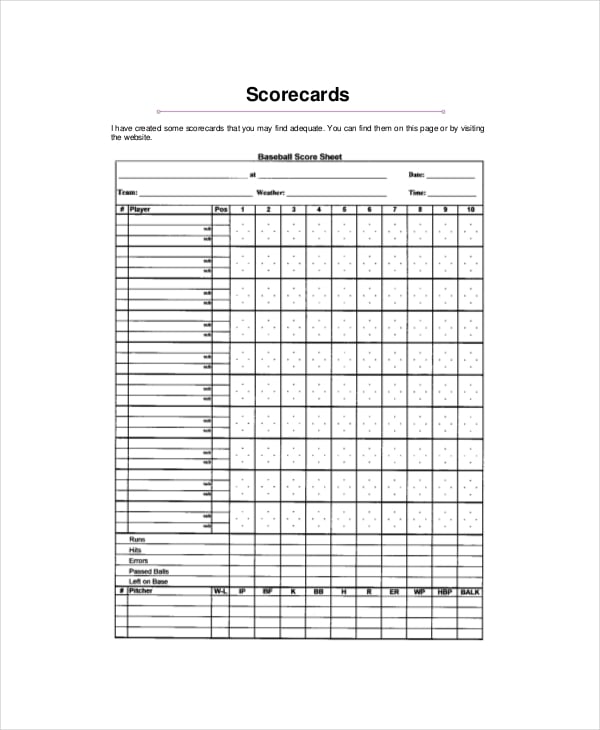 sample base ball score sheet