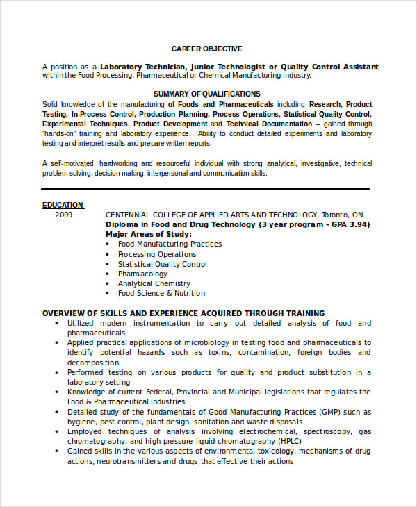 professional lab technician resume resume template