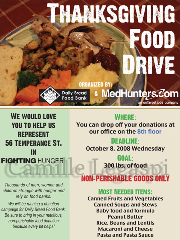 thanksgiving food drive flyer