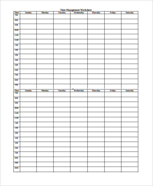 time management log template sample