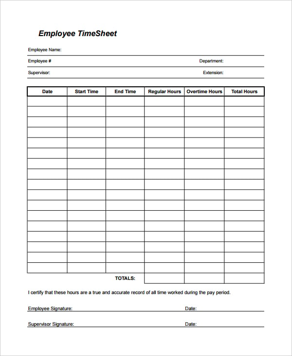 employee timesheet template with working hours