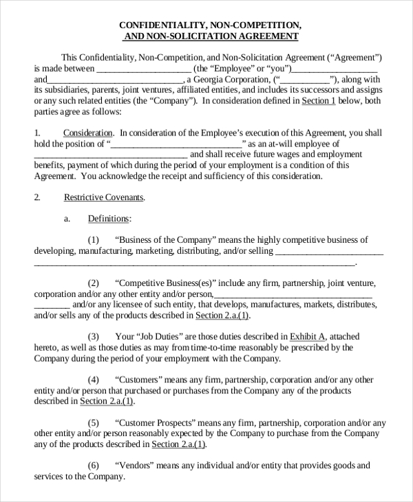 Non-Disclosure Non-Compete Agreement - 15+ Free Word, PDF Documents