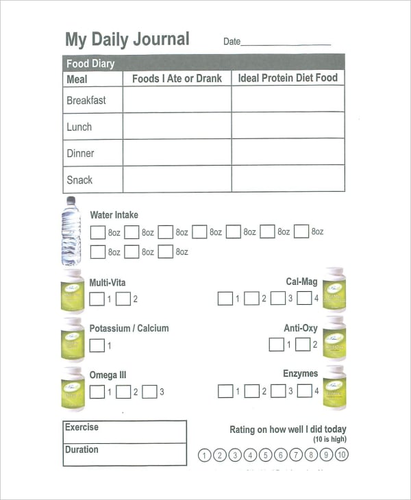 daily journal book log template