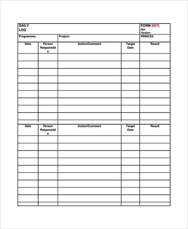 construction daily log template