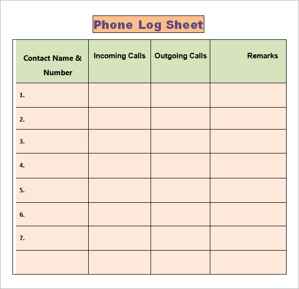 Phone Log Template - 10+ Word, PDF Documents Download