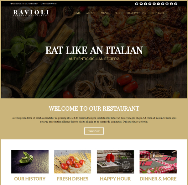 italian restaurant website theme