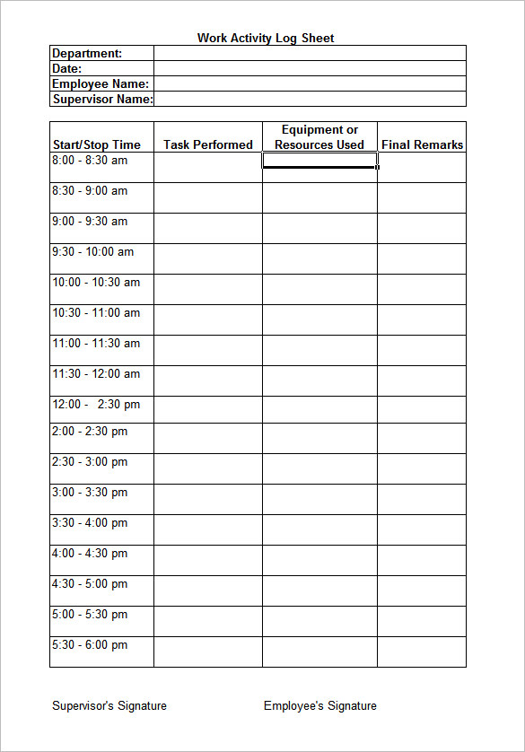 Work Log Template – 7+ Free Word, Excel, PDF Documents Download!  Free  Premium Templates