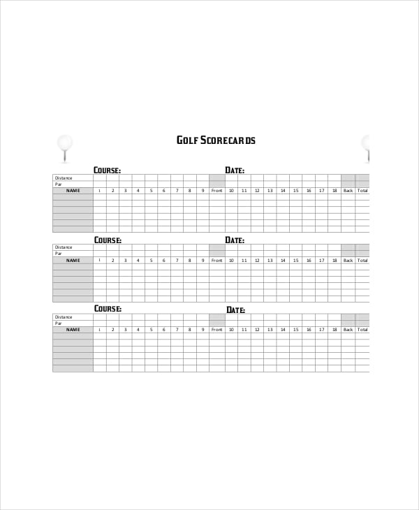 sample printable golf scorecard