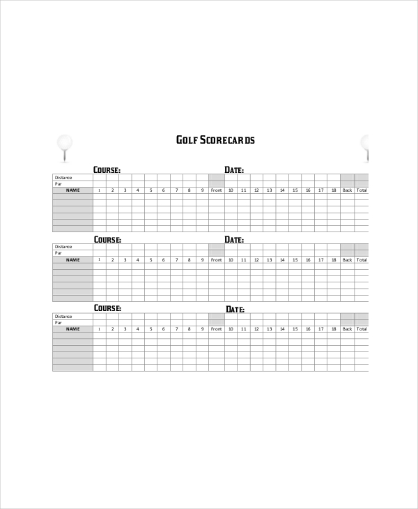 blank golf scorecard template