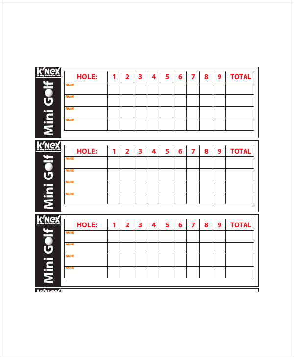 mini golf scorecard sample