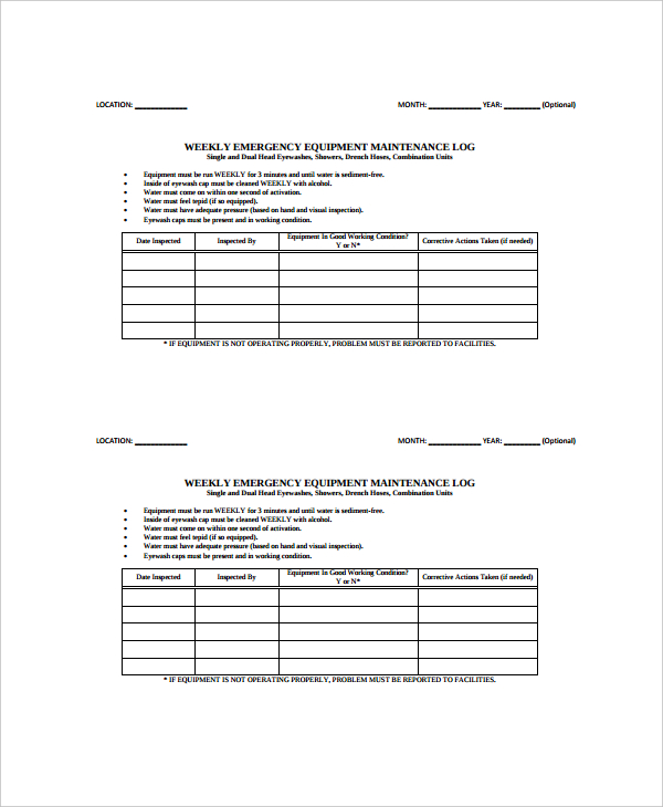 Maintenance Log Entries Examples Maintenance Log Template - 17+ Word, Excel, PDF Documents!