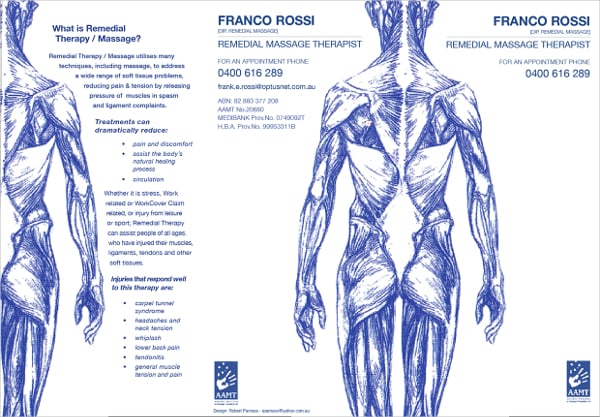 remedial massage information brochure