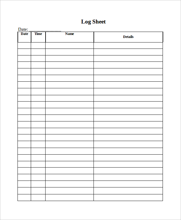 adventures leage logsheet with 9 entries