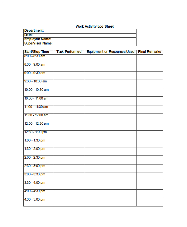 Log Sheet Template - 18+ Free Word, Excel, PDF Documents 