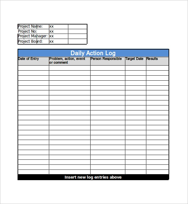 Log Sheet Template 23 Free Word Excel PDF Documents Download