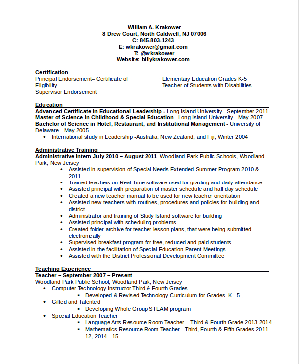 Assistant Principal Resume