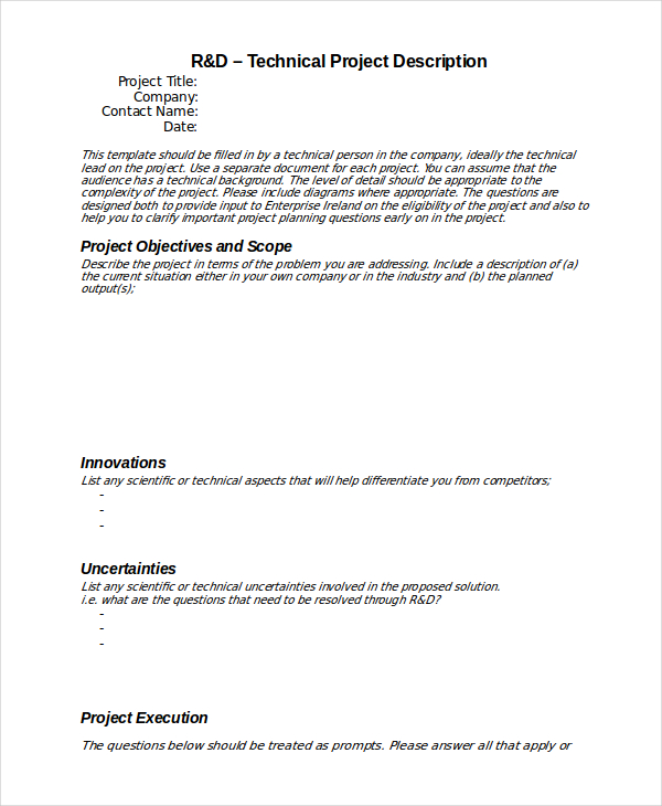 technical project description template