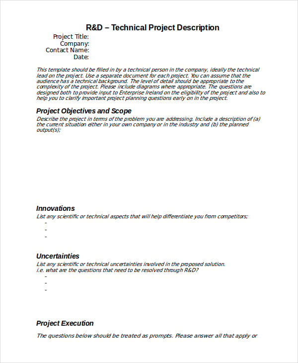 8  Project Description Templates Google Docs MS Word PDF Apple Pages