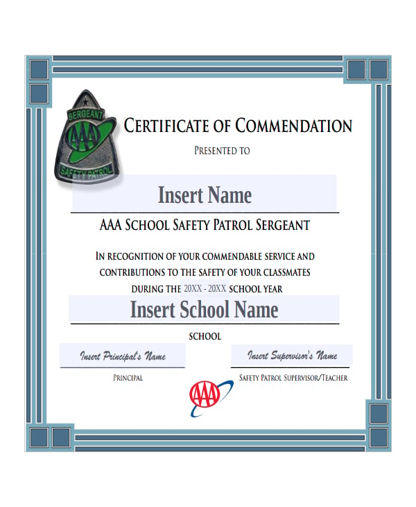 safety patrol certificate template