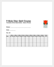 Example Disc Golf Scorecard
