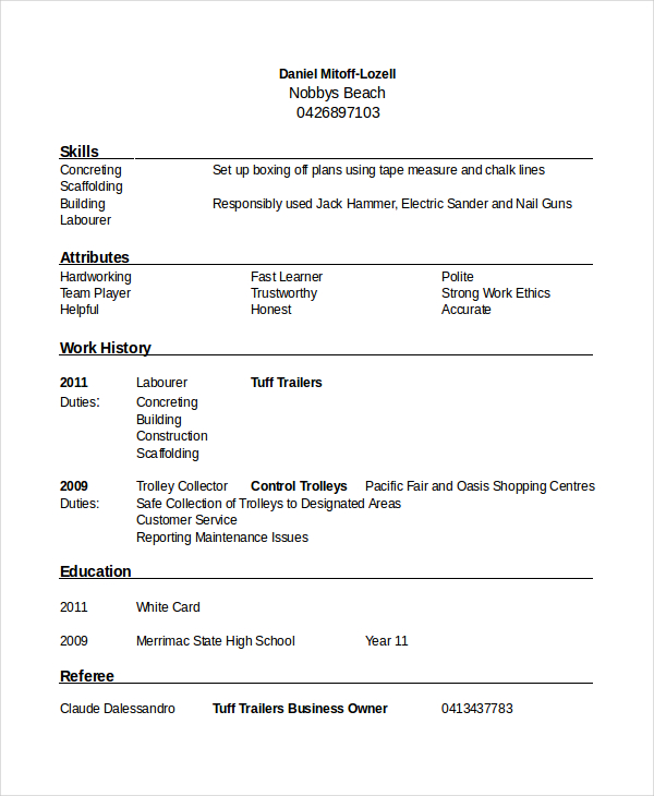 7+ Referee Resume Templates PDF, DOC