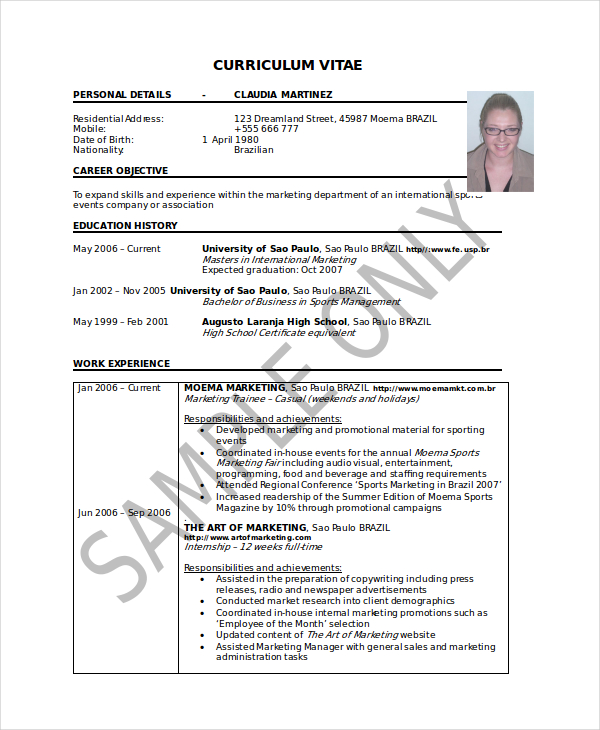 Volleyball resume template