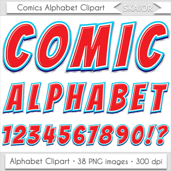 alphabet clipart comic font