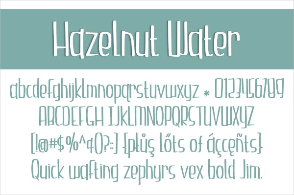 hazelnut water comic font