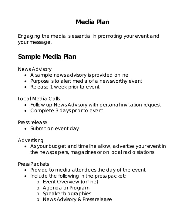 sample media plan template