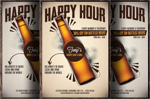beer promotion happy hour flyer